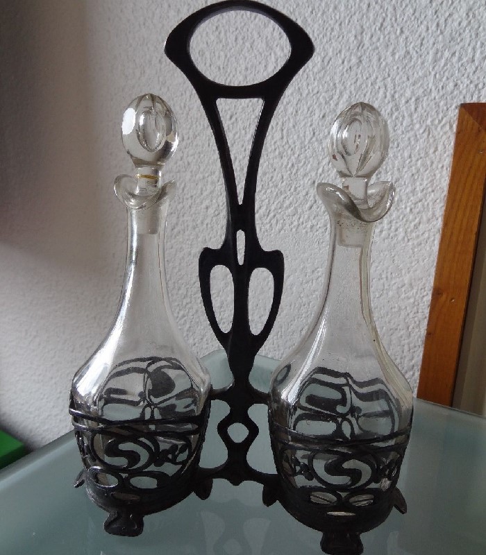 serviteur art nouveau huilier vinaigrier