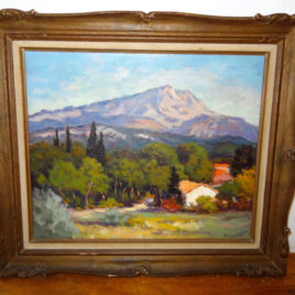 ancien tableau signé huile sur toile eugène Sandrini (1925-1998) Sainte Victoire